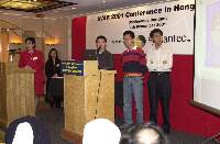 Alex Leung, Denny Mo and Gordon Luk demonstrate their website